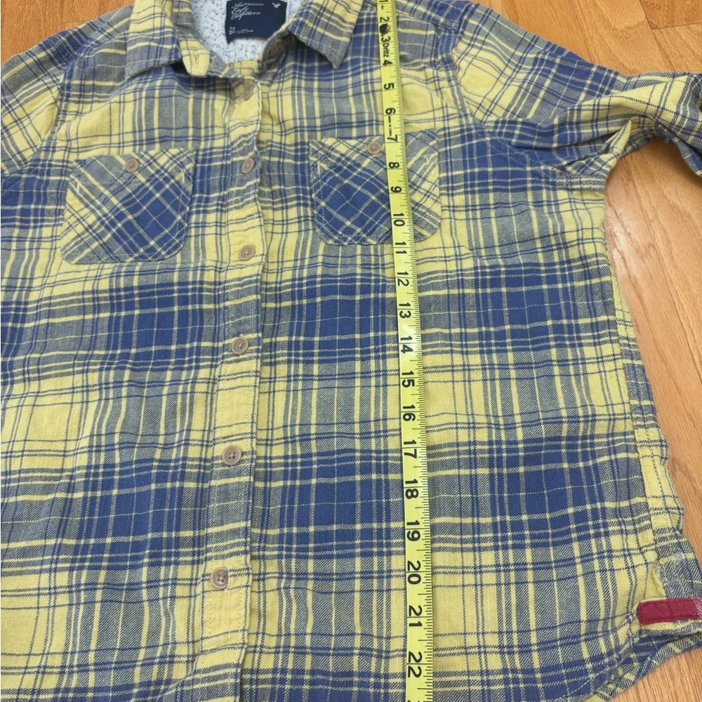 American Eagle Outfitters Yellow and Blue Checkered Shirt Kids size 14 Western